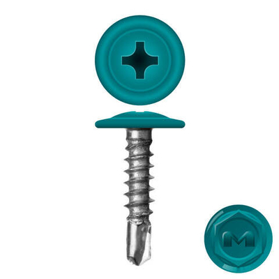 Саморез Daxmer ПШС 4,2х16 с прессшайбой сверло RAL 5021