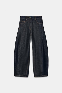 ZARA ДЖИНСЫ ZW COLLECTION ANKLE BALLOON СО СРЕДНЕЙ ПОСАДКОЙ, СИНИЙ