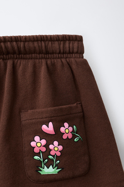 ZARA ШОРТЫ С ПРИНТОМ «КАПИБАРА CAPYFUN ©», КОРИЧНЕВЫЙ