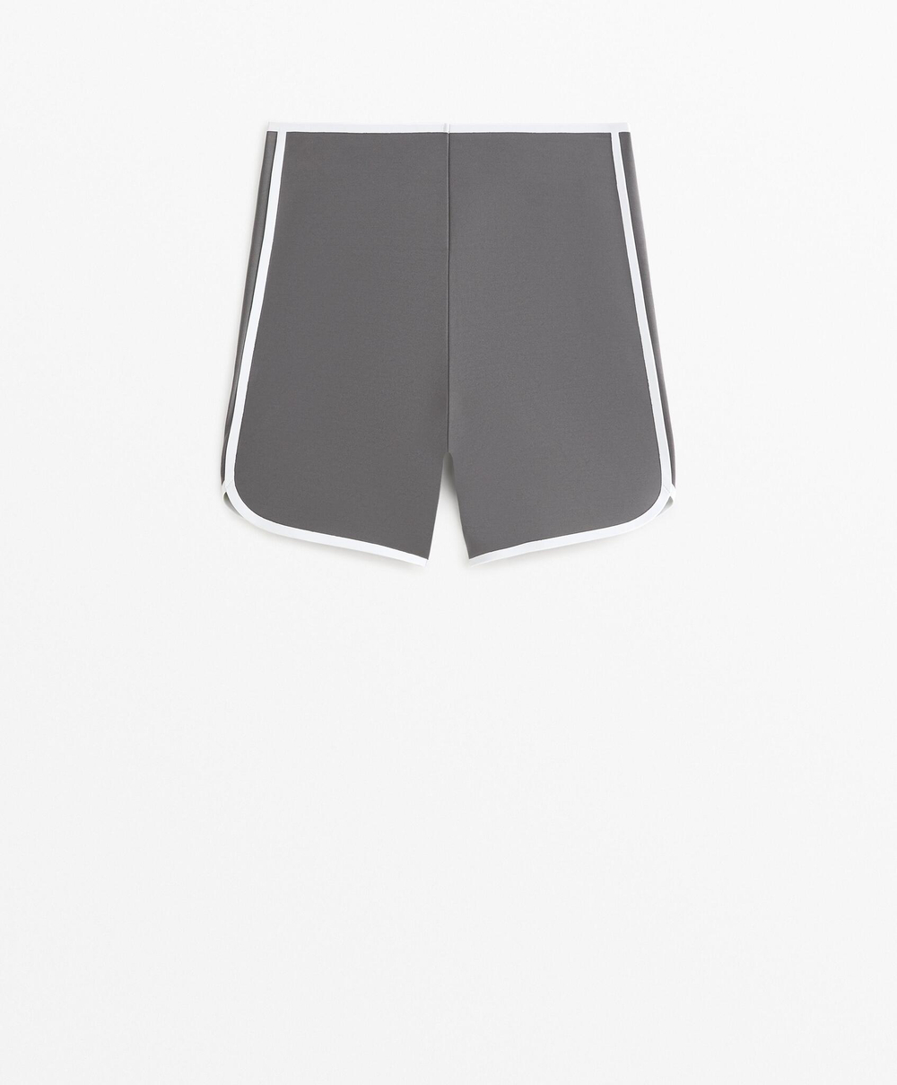 OYSHO Компрессионные шорты в стиле ретро с высокой талией 10 см, стальной серый