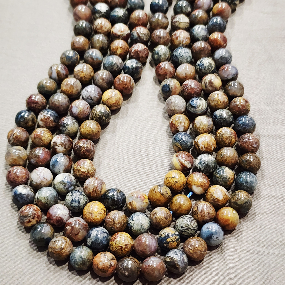 Питерсит, пестрый, гладкий шар 8 - 8.2мм, цена за нить 9.5см (1/4)