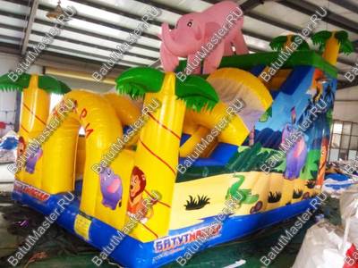 Детский надувной батут-горка "Задорный слонёнок"