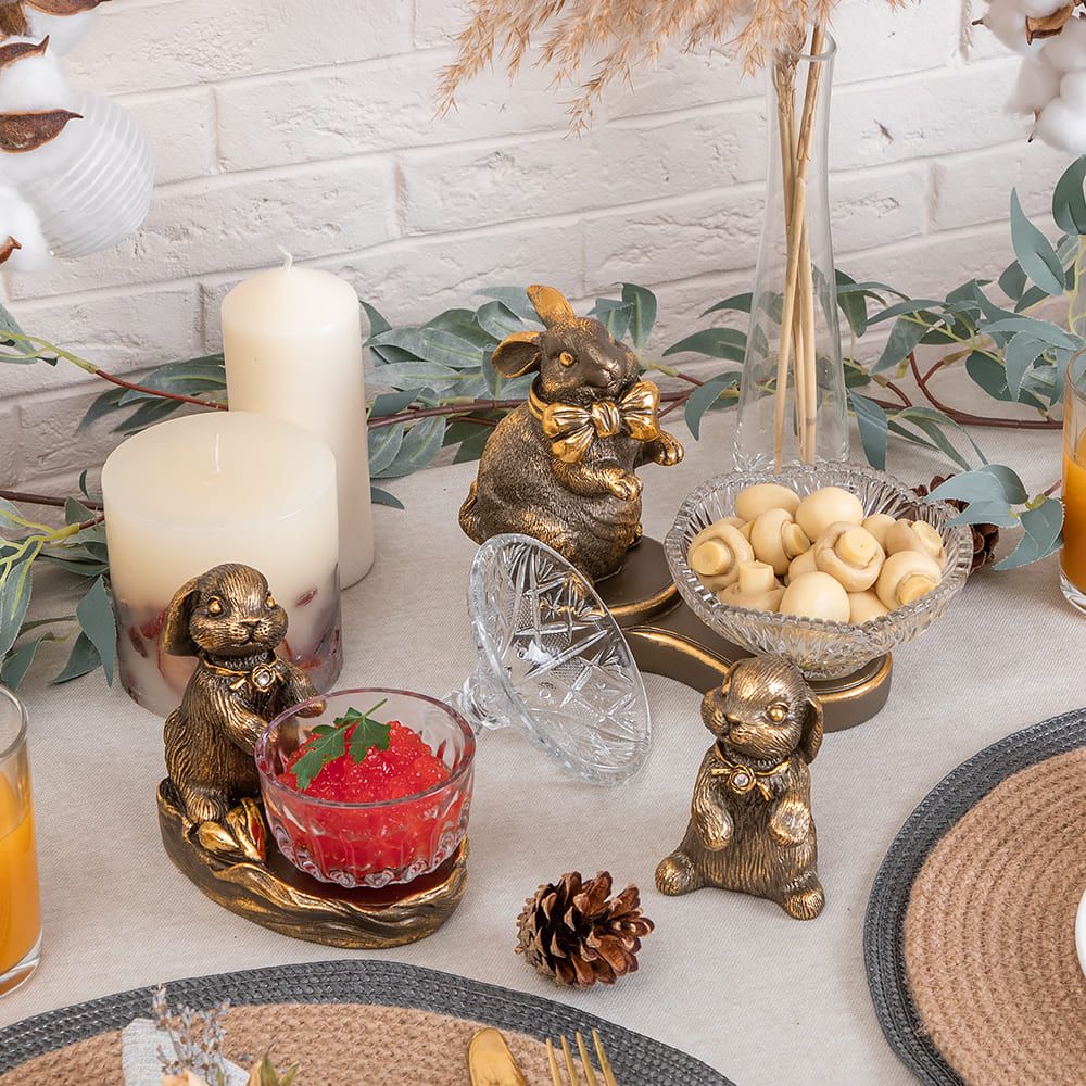 Конфетница-сахарница Кролик Банни Бронза с чашей