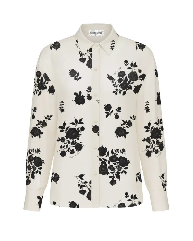 Harper, рубашка из молочного крепдешина с цветочным принтом