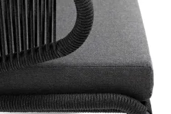 "Милан" диван 2-местный плетеный из роупа, каркас алюминий темно-серый (RAL7024) муар, роуп темно-серый круглый, ткань темно-серая 027