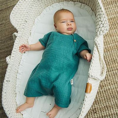 Muslin jumpsuit 0-3 months - Aquamarine