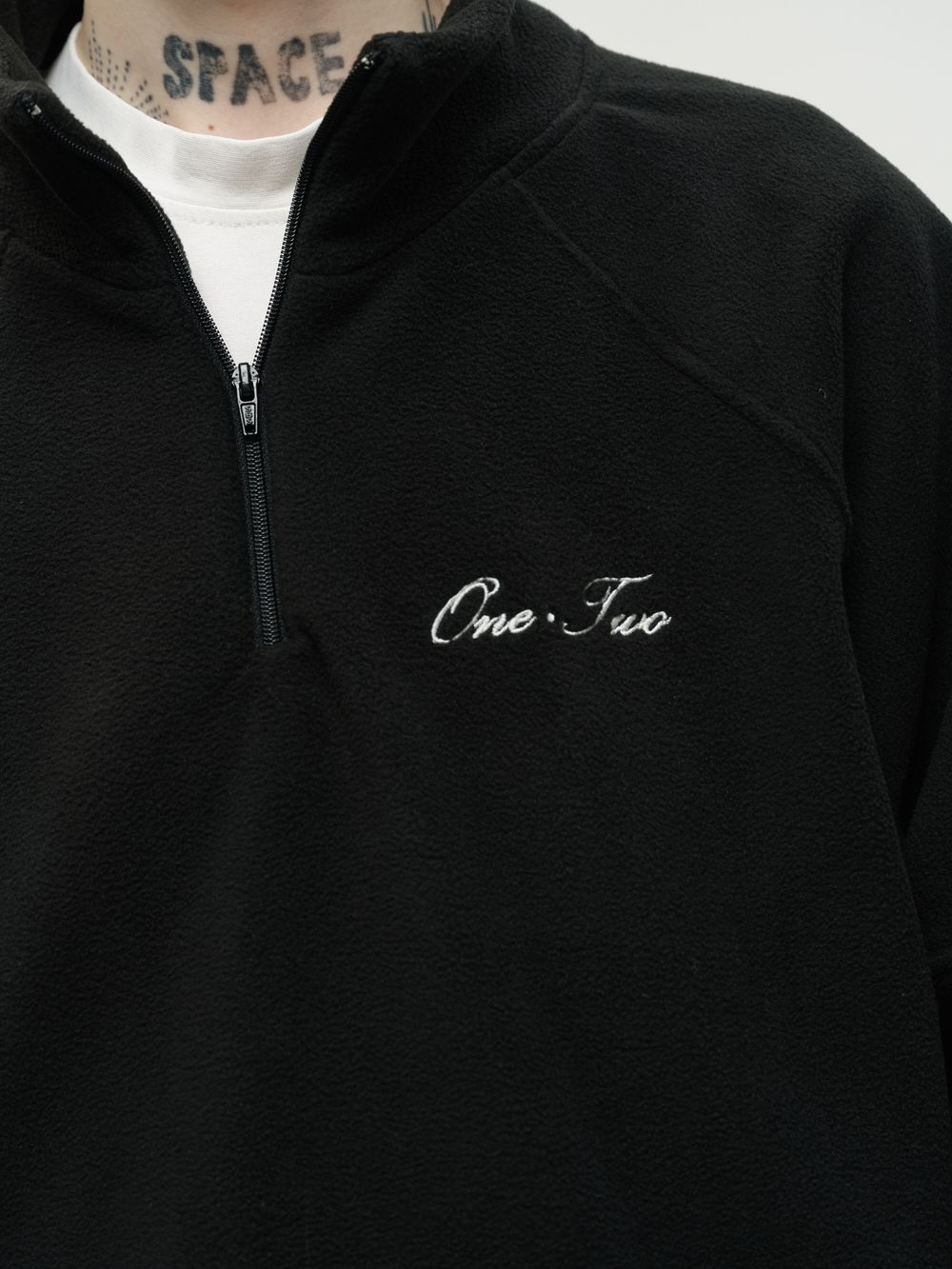 Толстовка One Two Drawstring Half-Zipped черная