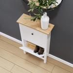Обувница 2 ящика КЫМОР (HEMNES), 59х22х101 см, белый/светло-коричневый