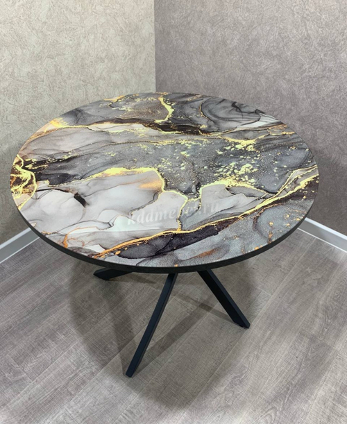 Стол обеденный Арчи-3 0.8 (Мрамор 584/Опоры черный)