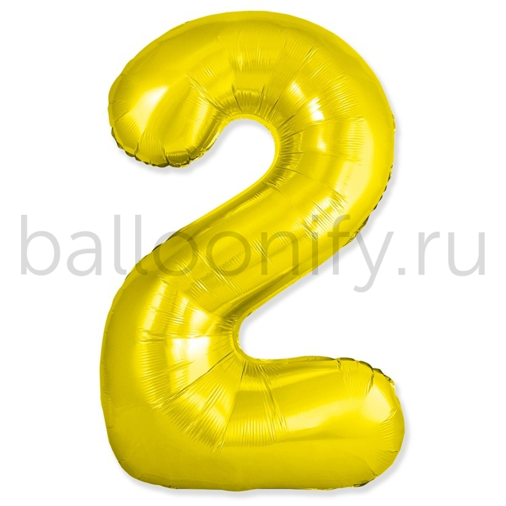 Шар ЦИФРА 2 SLIM Gold 40" 102 см