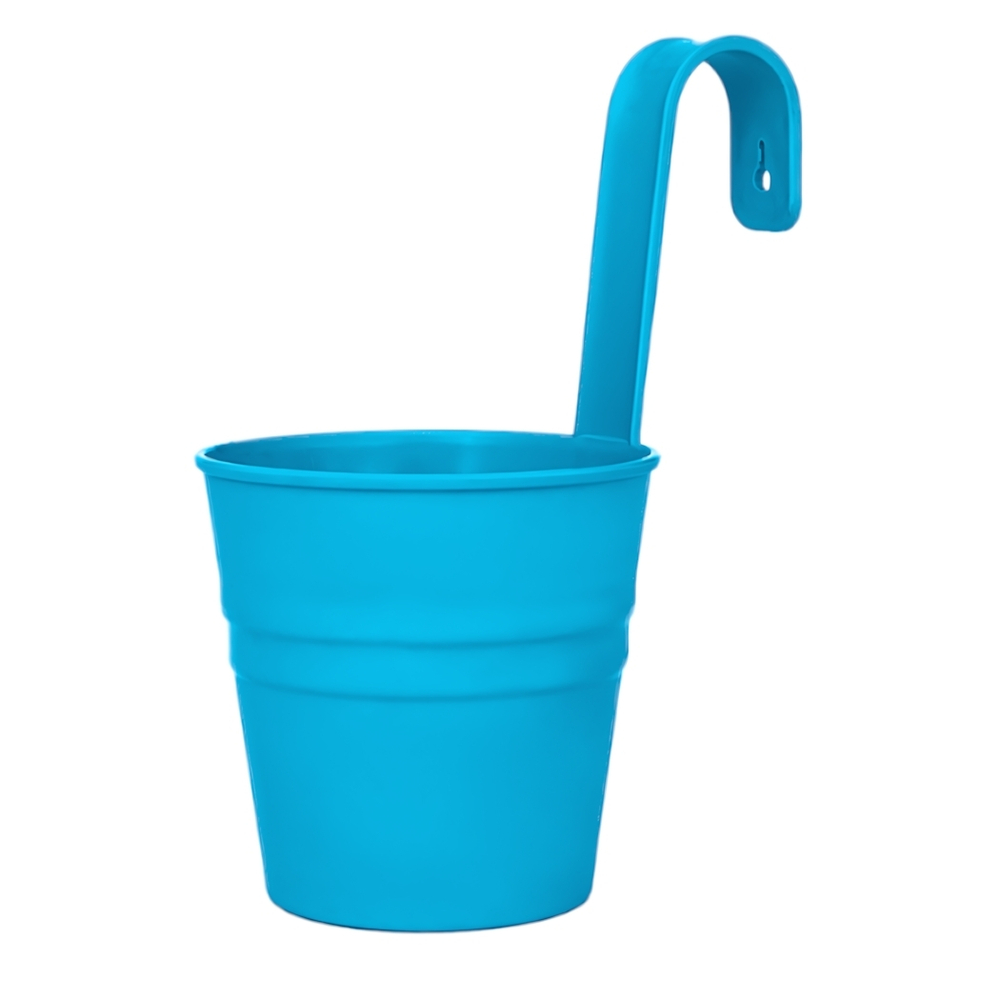 Кашпо "Ведро декоративное" настенное с крючком для подвеса, цвет голубой