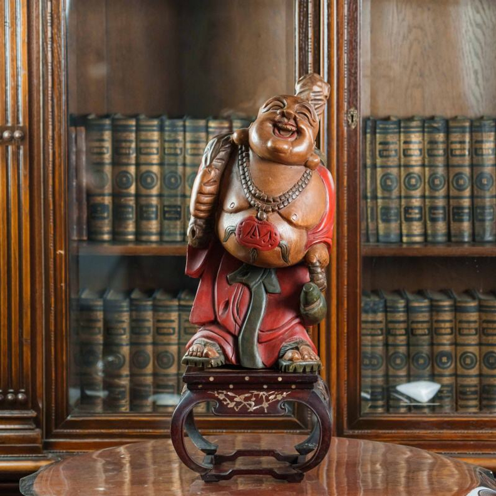 Большая деревянная фигура Будды «Хотэй»