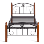 Кровать РУМБА (AT-203)/ RUMBA дерево гевея/металл, 90*200 см (Queen bed), красный дуб/черный