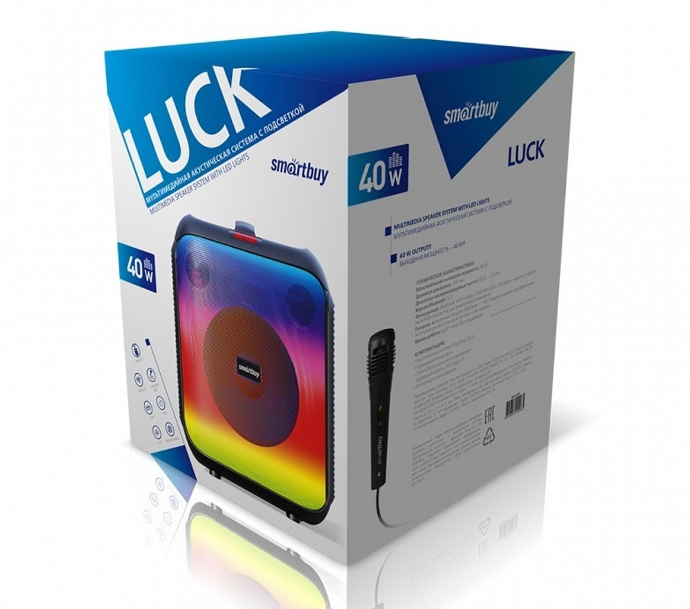 Акустическая система SmartBuy LUCK, 40Вт, Bluetooth, MP3, FM, микрофон, пульт ДУ (SBS-5520)