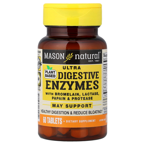 Mason Natural, Растительные ультрапищеварительные ферменты, 60 таблеток