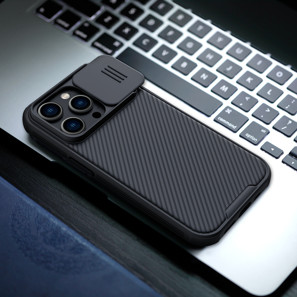 Чехол от Nillkin для iPhone 14 Pro, серия CamShield Pro Magnetic c поддержкой беспроводной зарядки MagSafe и с защитной шторкой камеры