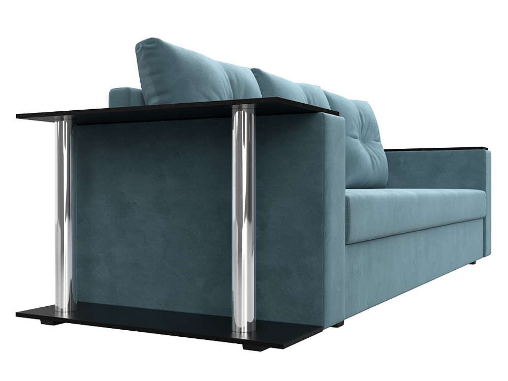 Диван прямой Атланта со столом слева, Бирюзовый, Велюр, 112471