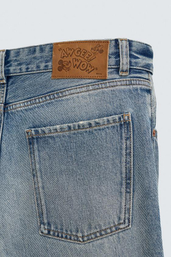 ZARA HARRY LAMBERT X DISNEY РАСКЛЕШЕННЫЕ ДЖИНСЫ С РАЗРЕЗАМИ, СИНИЙ