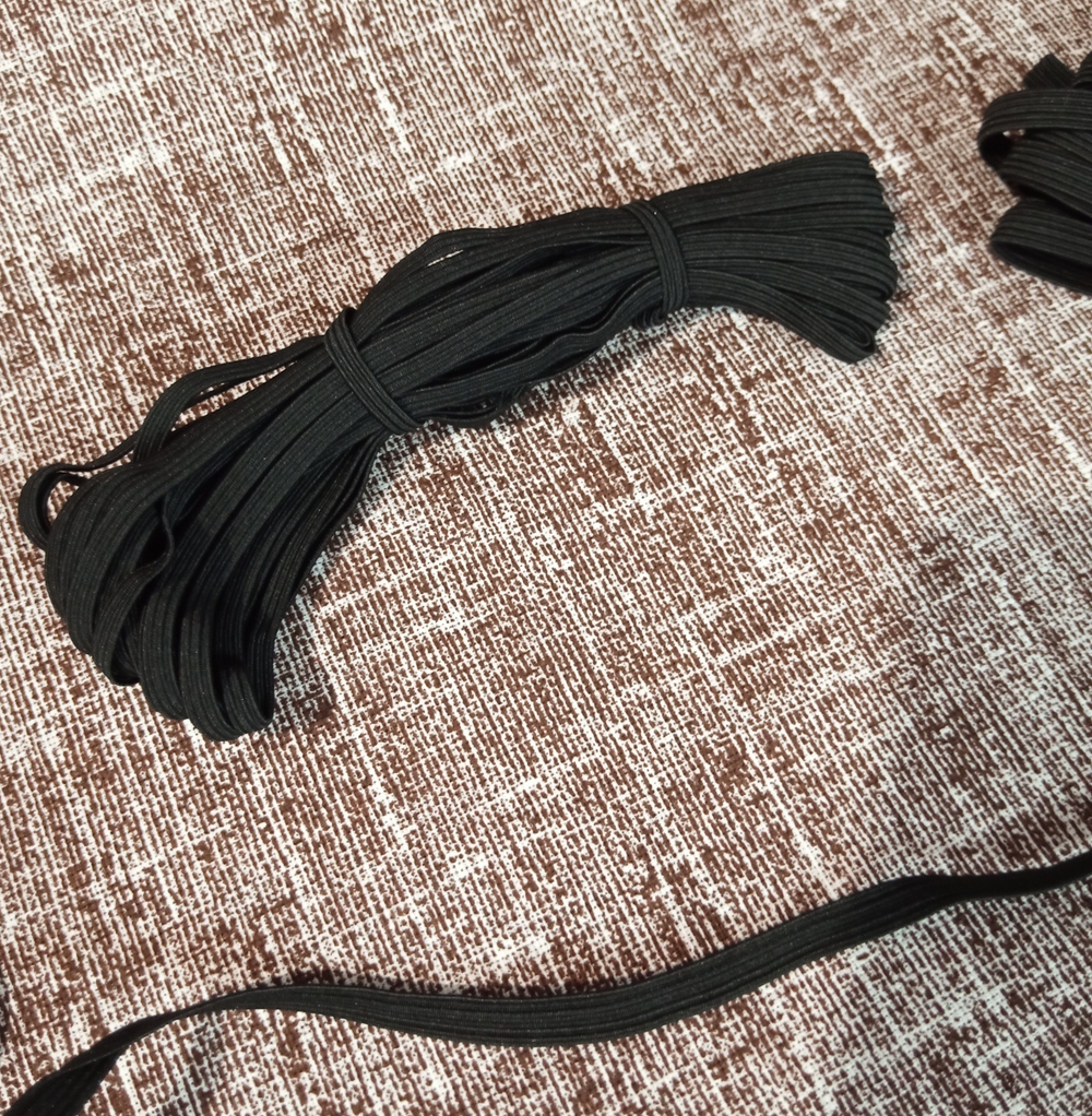 Тесьма плетеная эластичная (продежка) 3 гр/м, эластичность 145%, 5мм*10м, черная
