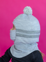 Шлем зимний вязаный (Серый меланж) с маской ГУФ