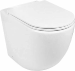 Комплект унитаза WeltWasser AMBERG 404 + MERZBACH 002 GL-WT + AMBERG RD-BL белый глянцевый, безободковый, с крышкой микролифт, с бачком скрытого монтажа и черной кнопкой