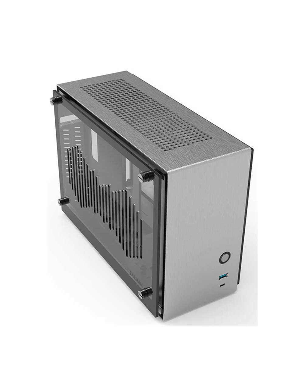 Корпус ZALMAN M2 MINI, MITX, ALUMINIUM, SILVER, WINDOWx2, RISER CARD, 2x3.5", 3x2.5", 1xUSB3.0, 1xUSB3.1 TYPE-C, TOP 1x80mm