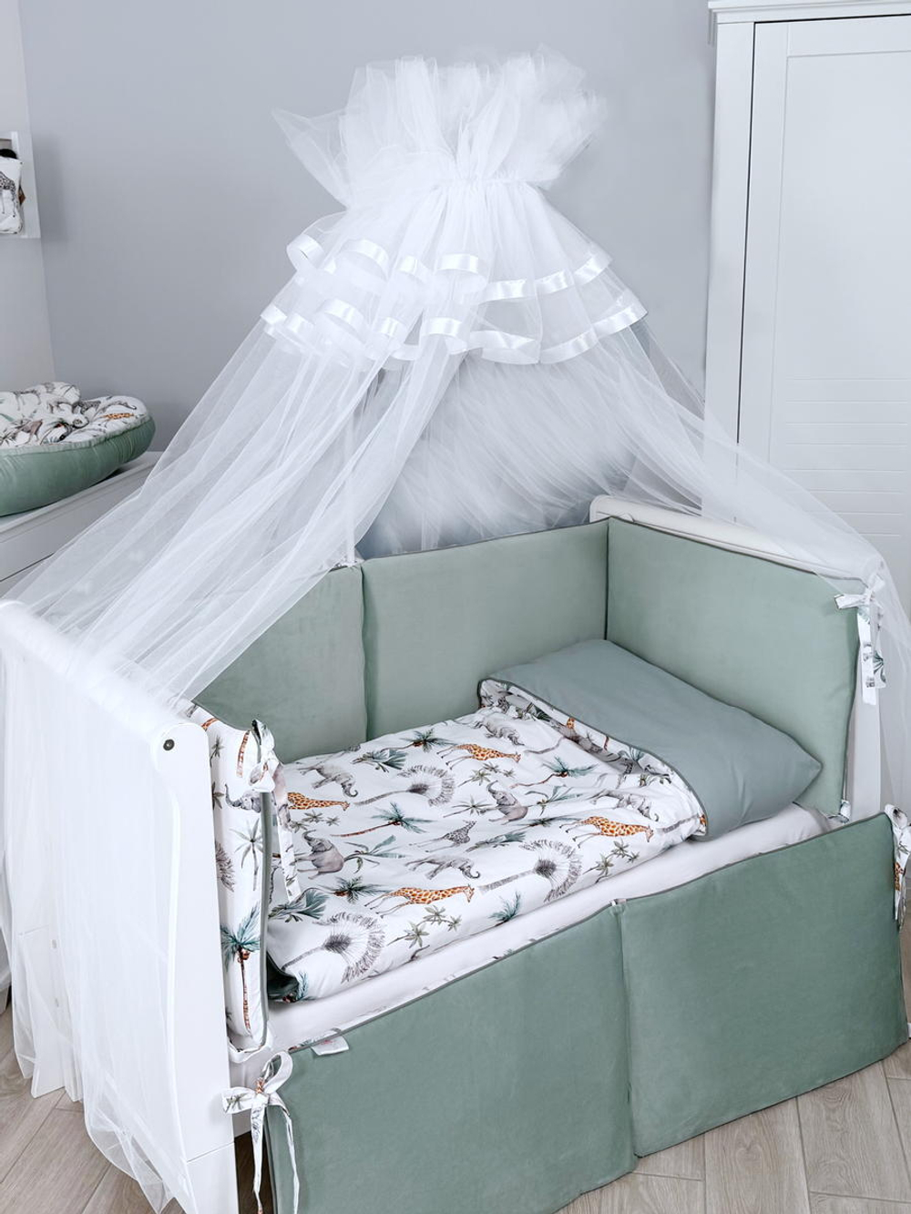 Комплект постельного белья Lepre New Safari 6 предметов 125х65 см белый/мятный