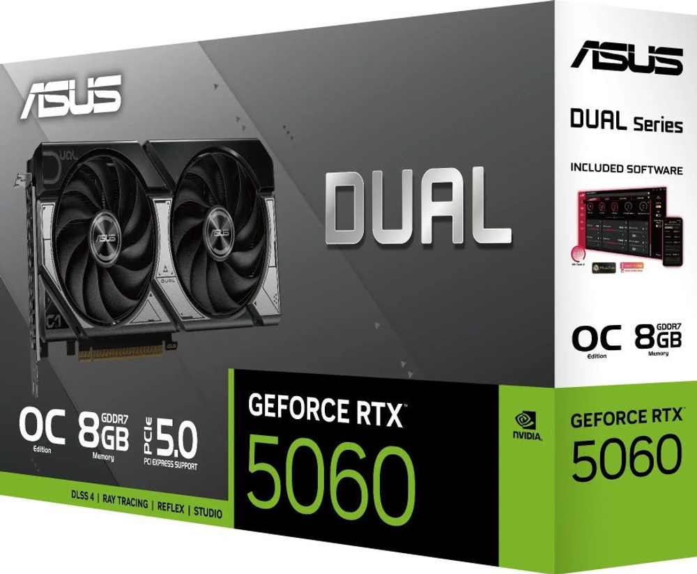Видеокарта ASUS NVIDIA  GeForce RTX 5060 DUAL-RTX5060-O8G 8ГБ Dual, GDDR7, OC,  Ret