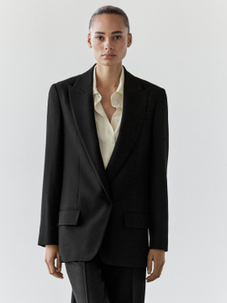 Massimo Dutti Костюмный пиджак из крепа, черный