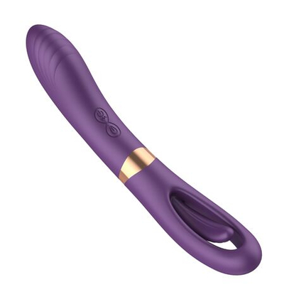 Фиолетовый силиконовый вибратор с функцией фингеринга - 23,5 см. (Цвет: фиолетовый)