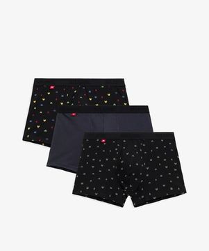 Трусы мужские боксеры (3шт), Atlantic 3MH-054, черный  + графит + черный