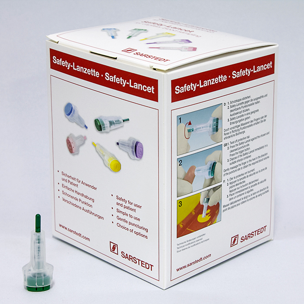Скарификатор (ланцет) безопасный NORMAL прокол-1.8мм, 85.1016, Sarstedt, 200шт/уп
