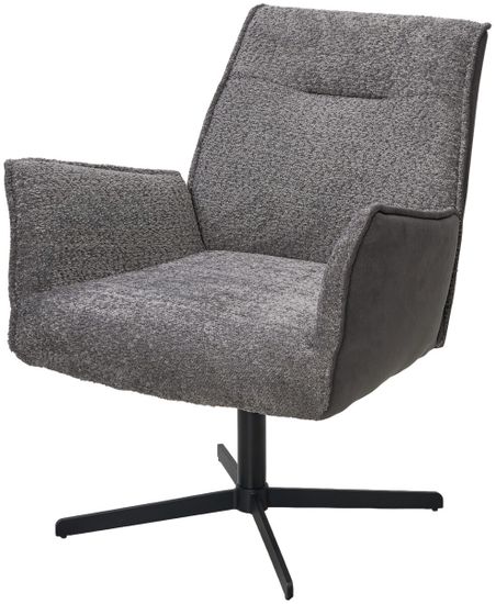 Кресло BELFAST 360 град. XD841-16 Серый, букле/ GINO-457 Серый, ткань/ Черный
