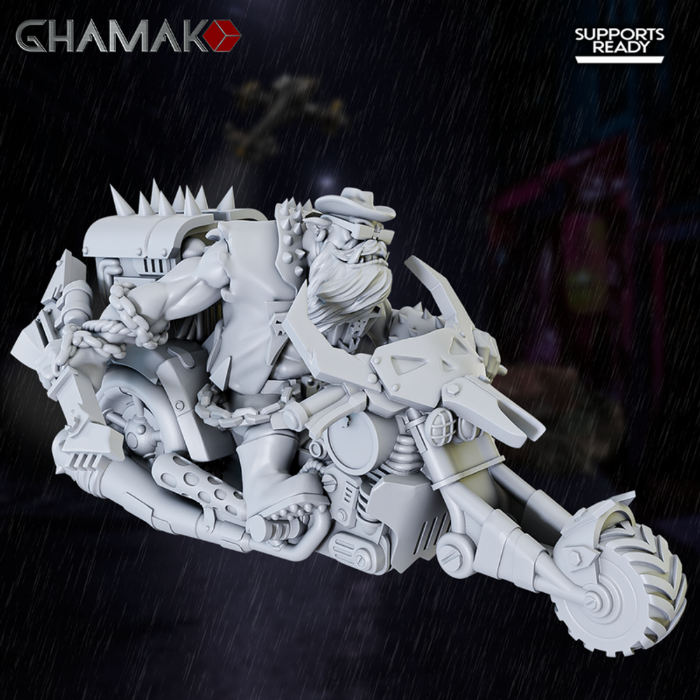 Orks Greenskins Deffkilla Wartrike Байк орков №1 миниатюра для dnd, днд, pathfinder, фентези, Настольная игра, НРИ, Варгейм, РПГ