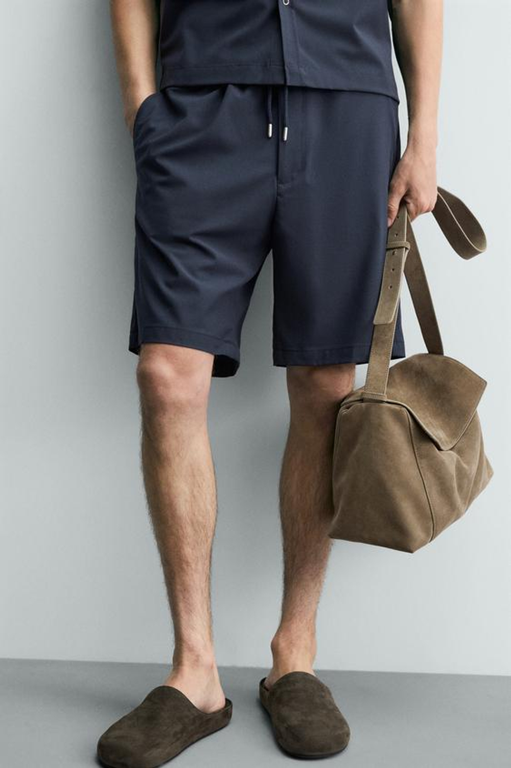 ZARA ТЕХНИЧЕСКИЕ ШОРТЫ RELAXED FIT, СИНИЙ
