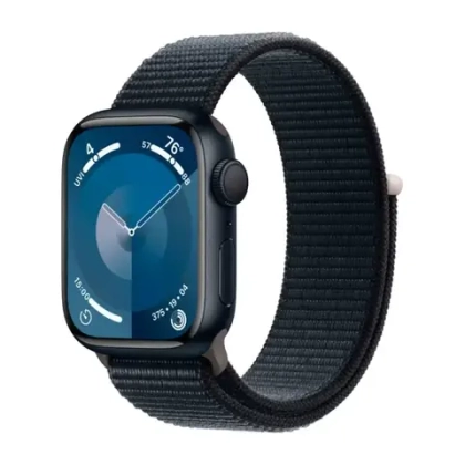 Apple Watch Series 9, 45 мм, алюминий цвета "тёмная ночь", спортивный ремешок "тёмная ночь"