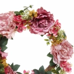 Цветы искусственные венок «Фантазия» 42см розовый