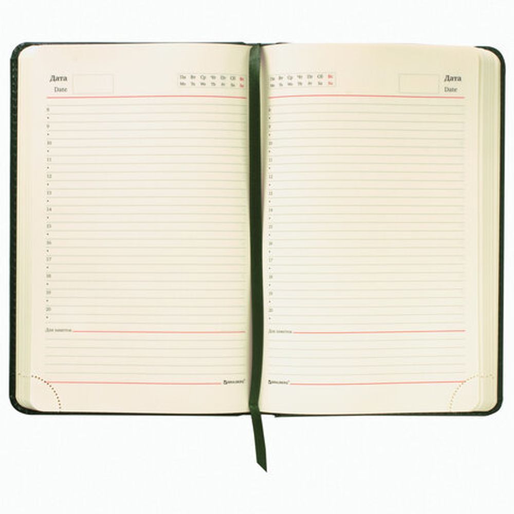 Ежедневник недатированный А5 138х213 мм BRAUBERG "Imperial" под кожу, 160 л., зеленый, 111855