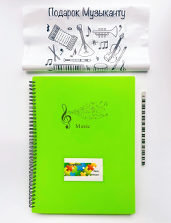 Профессиональная папка для нот "Музыка" с кармашком на обложке Красная + подарок