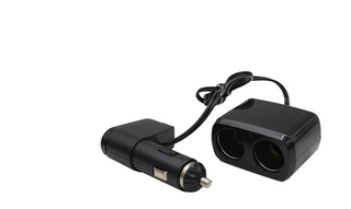 Разветвитель прикуривателя 2гнезда + 1USB+ провод/СРЕДН Г-образн с кнопкой/ RV-008/WF0097