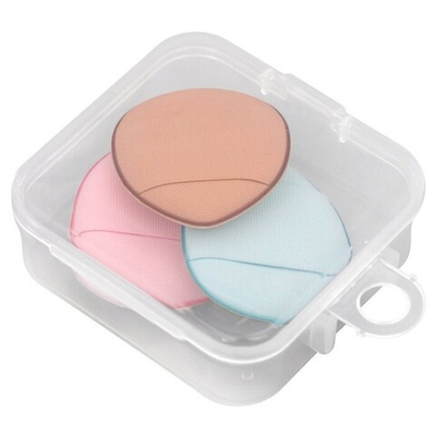 Набор спонжей для макияжа в контейнере "На пальчик" 3 шт. (спонж 3х4см, контейнер 5х5,5х2 см)