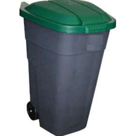 Бак для мусора 110 л. с зеленой крышкой, на колесах п/п
