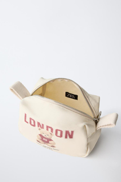 ZARA НЕСЕССЕР ИЗ МЯГКОЙ ТКАНИ, ЭКРЮ