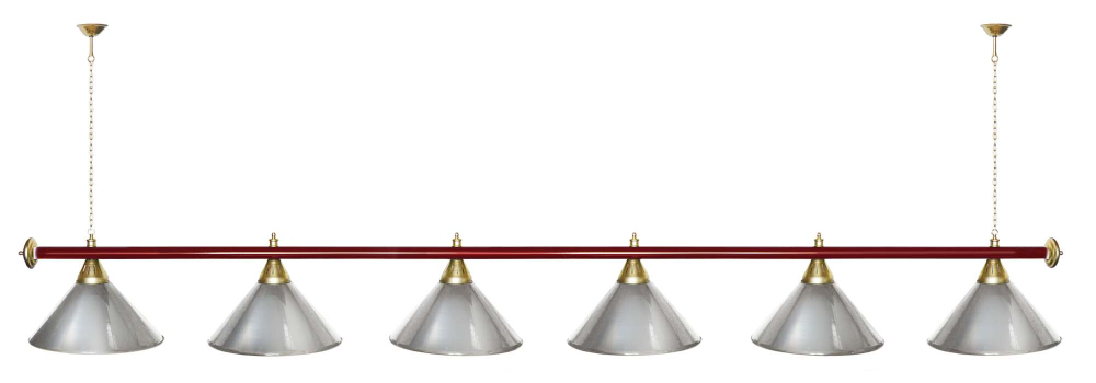 Лампа STARTBILLIARDS 6 пл. (плафоны зеленые,штанга золотая,фурнитура золото)