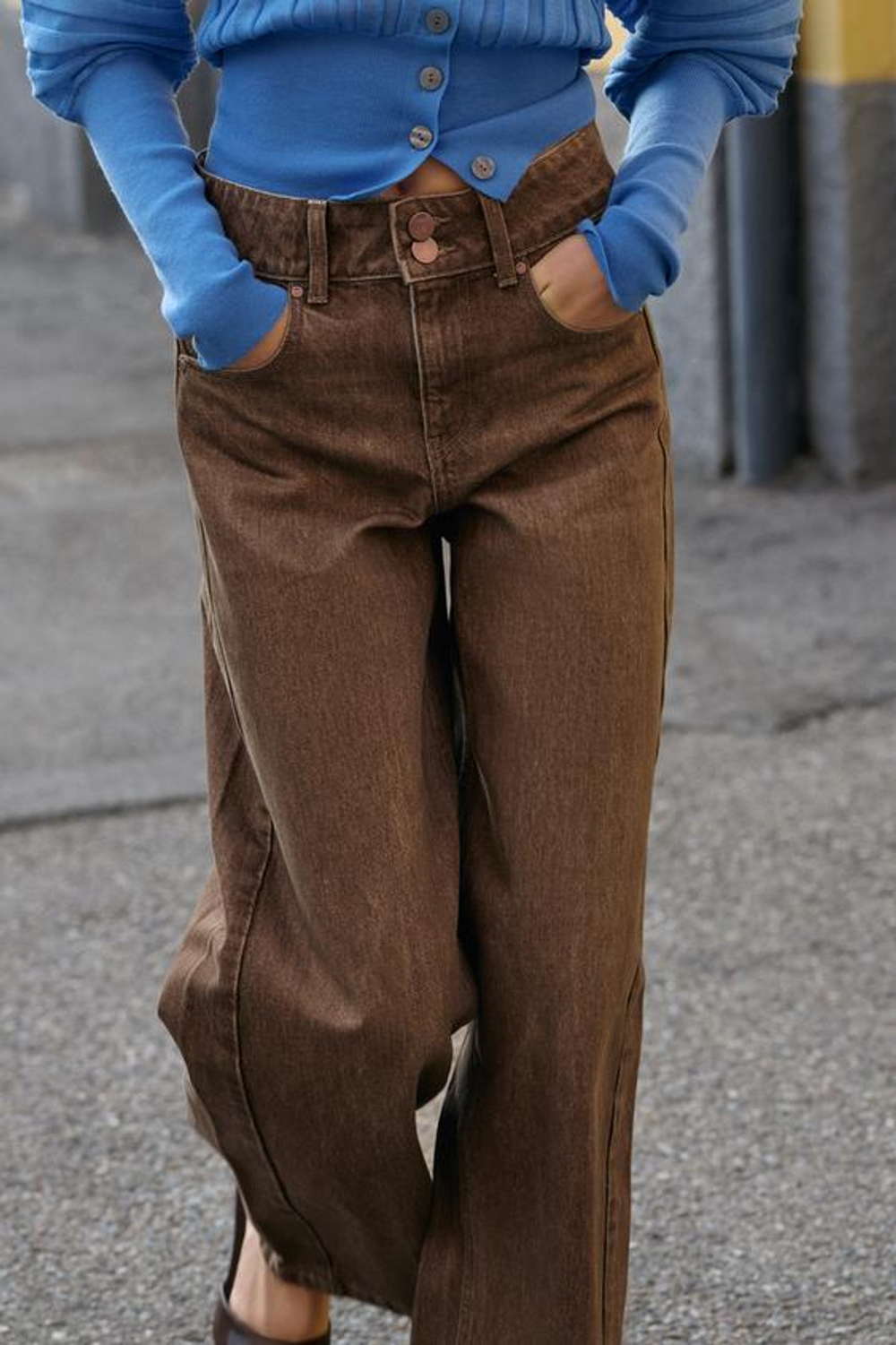 ZARA ДЖИНСЫ Z1975 WIDE LEG СО СРЕДНЕЙ ПОСАДКОЙ, РЖАВЫЙ