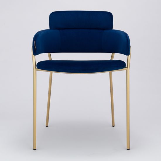 Стул Strike синий велюр с золотыми ножками