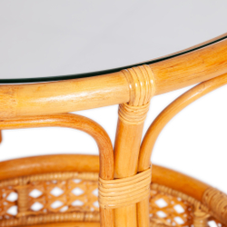 Комплект "PELANGI"  02/15 ( стол со стеклом + 4 кресла ) [без подушек] ротанг, кресло 65х65х77см, стол диаметр 64х61см, Honey (мед)