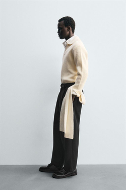 ZARA ПОЛО ИЗ ДВУХИЗНАНОЧНОГО ТРИКОТАЖА, ЭКРЮ