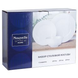 Столовый набор 12пр. "Мадлен" тарелка d=27см*4шт, тарелка d=21см.*4шт, салатник d=15, v=800мл.*4шт.