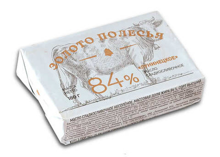 Масло сливочное "Золото Полесья" 84% 180г. Лунинецкий МЗ
